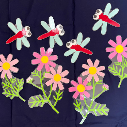 み～子 壁面飾り 11月縦 9月壁面 秋壁面 コスモス 赤とんぼ 保育 介護施設 ラミネート ウォール