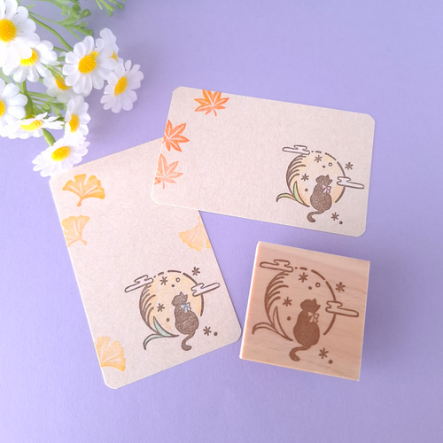 消しゴムはんこ 「コザクラインコと秋」 消しゴムはんこ 「コザクラインコと秋」