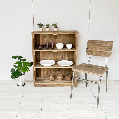 リサイクルウッド☆シェルフ 背板付き キャスター無し RW0088 棚
