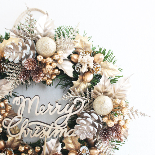 送料無料」クリスマスリース 直径約23cm X3387 リース GrandGrue