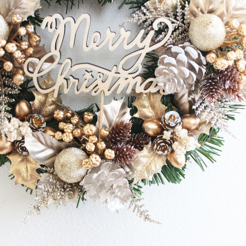 送料無料」クリスマスリース 直径約23cm X3387 リース GrandGrue