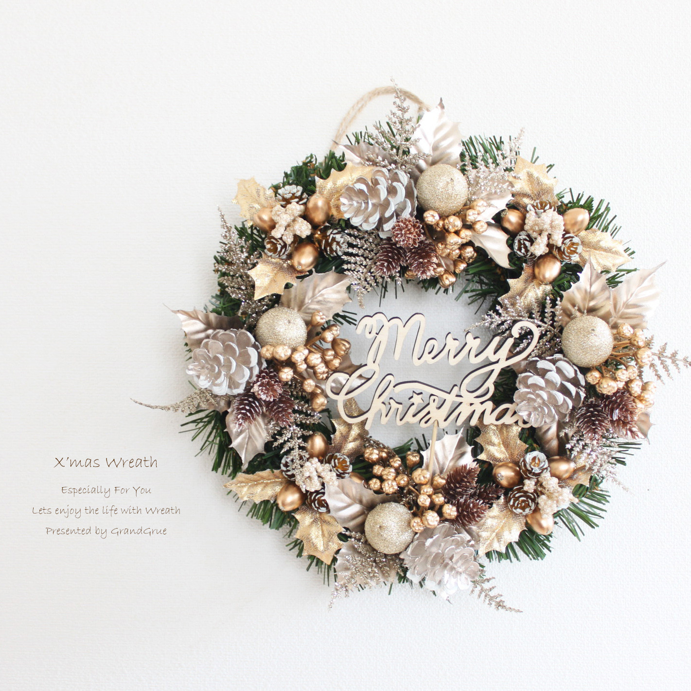 小さめ♪クリスマスリース♪♪ 送料無料」クリスマスリース 直径約23cm X3387 リース GrandGrue