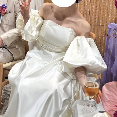 実例写真！ウェディングドレス パフスリーブ ラッフルフリル 