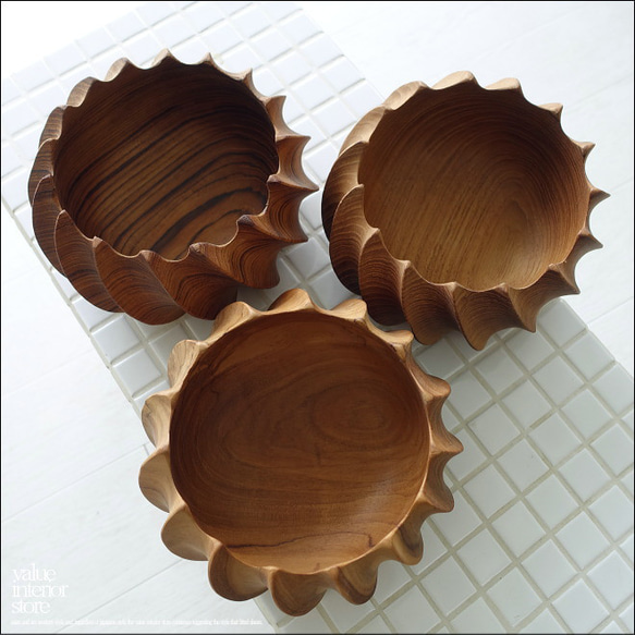 チーク無垢材 スパイラルボウル 菓子鉢 サラダボウル 小物入れ アウトドア食器 木の食器 ナチュラル 手作り 天然素材 8枚目の画像