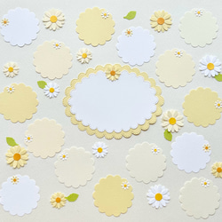 クラフトパンチのカード(5.7cm)とお花のセット〜デイジー 寄せ書き