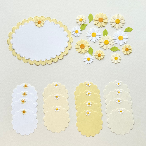 可愛いお花とコメントカード(4.5cm)のセット〜イエロー 寄せ書き