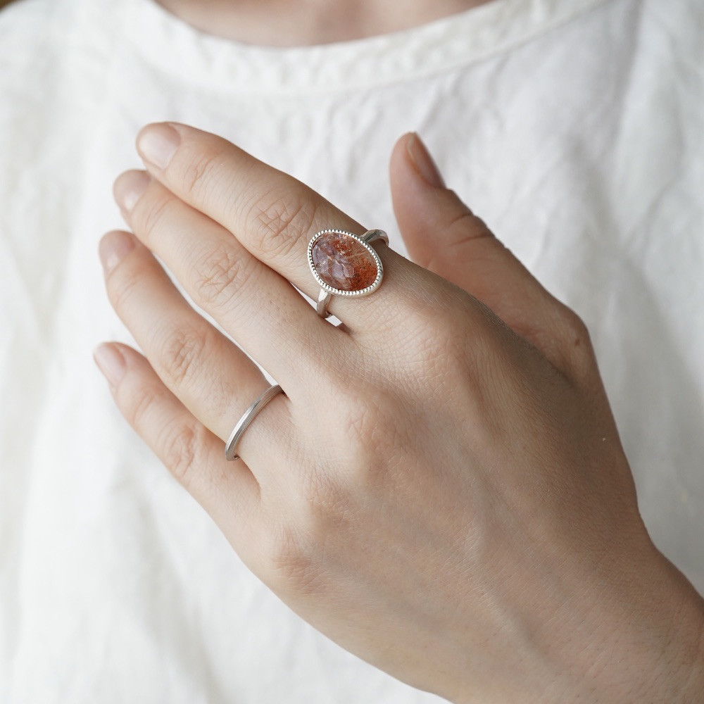 Sunstone ring [OP778SV]