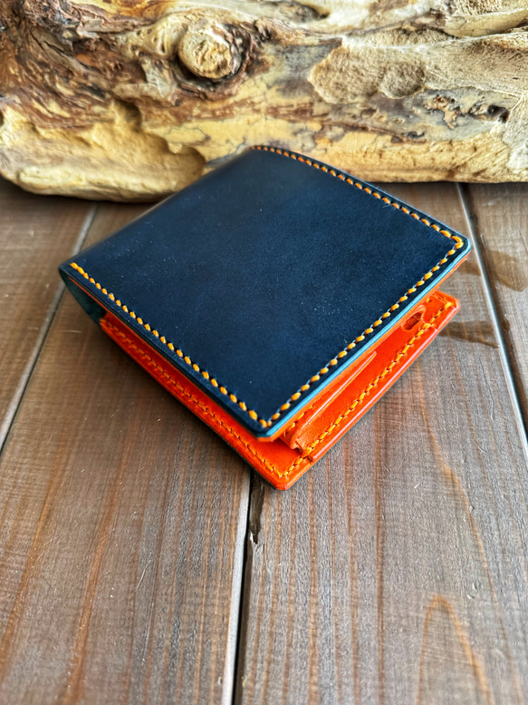 最終お値下げ】イタリア製 小物入れ オレンジ ネイビー 2個セット