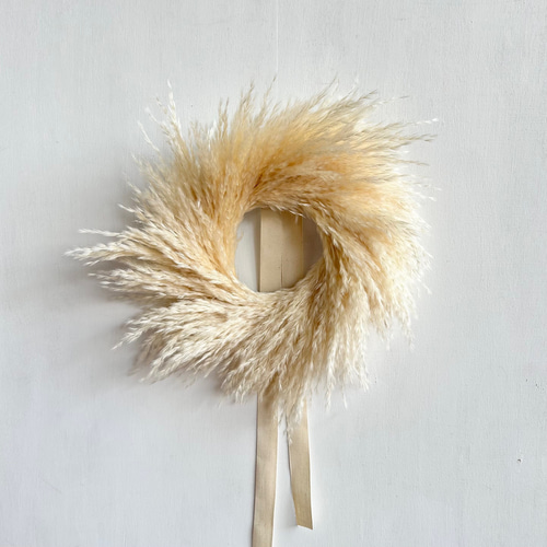 リボンが選べます♬ パンパスグラスのシンプルリース ドライフラワー