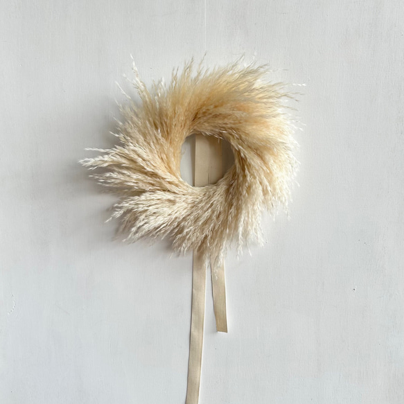 リボンが選べます♬ パンパスグラスのシンプルリース ドライフラワー