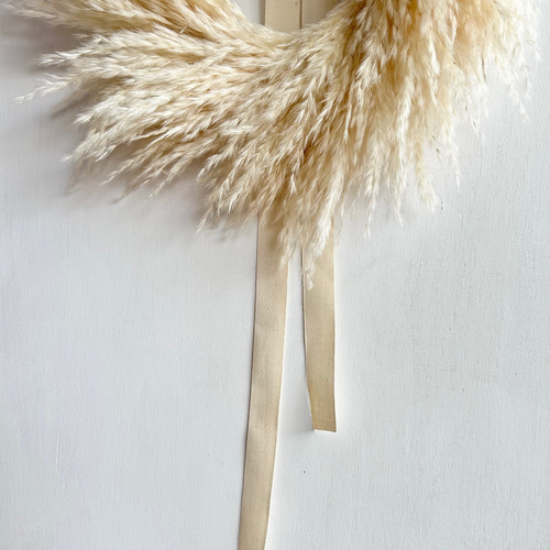 パンパスグラスのシンプルリース / リボンが選べます♬ ドライフラワー  