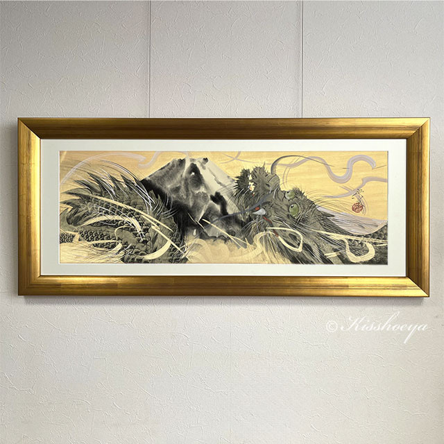 日本画手書き直筆富士の峯 楽天市場】加藤洋峯 赤富士飛翔 52×42cm 富士山水画 日本画