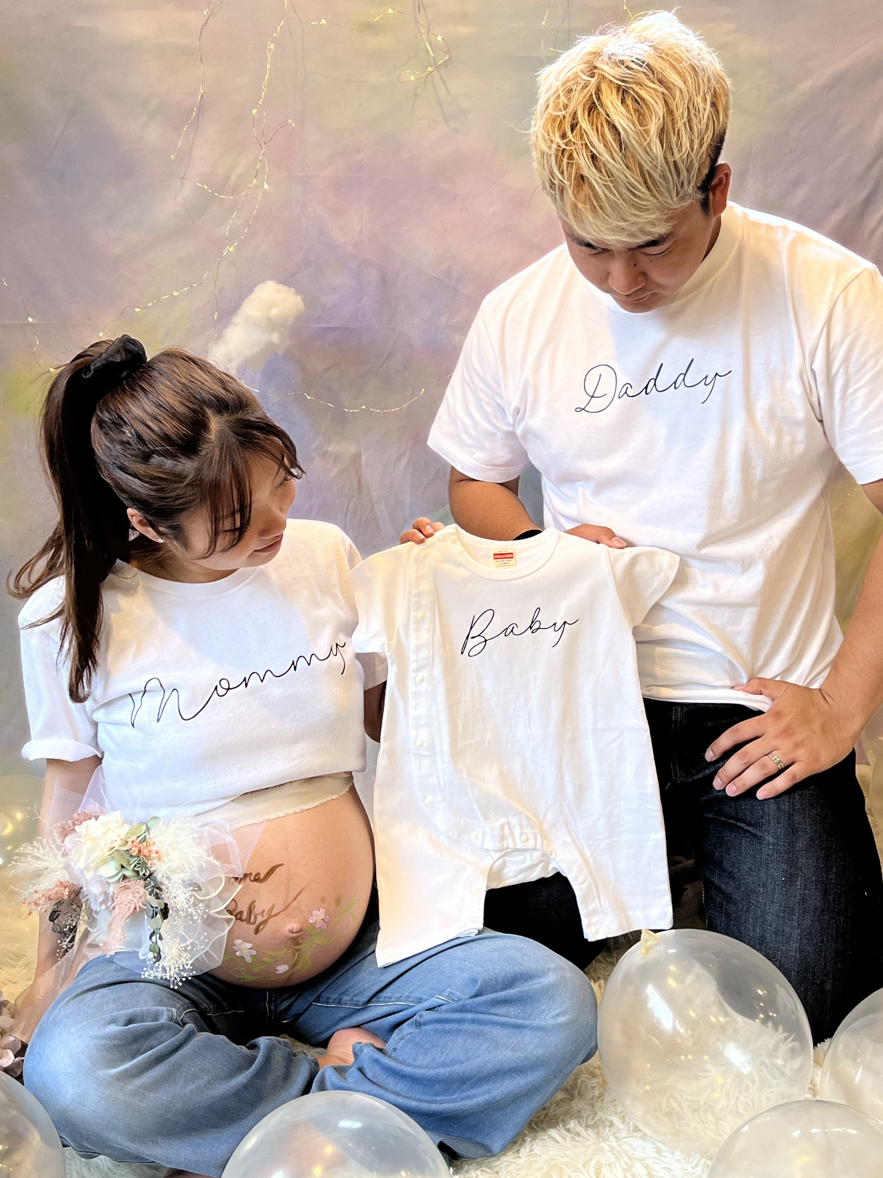 数量限定！３枚セット　お得価格　名入れ　マタニティフォト　ファミリーフォト　にオススメ！　出産祝い　ギフト　親子コーデ