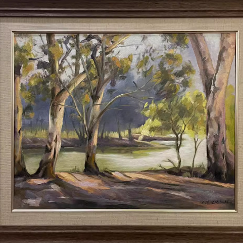 アメリカンスタイルのリビングルームとベッドルームの風景画 絵画