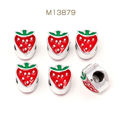 M13879 12個 メタルビーズ 苺型 大穴ビーズ スペーサービーズ ロンデル ブレスレット制作ビーズ 3 x（4ヶ） 1枚目の画像