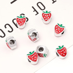 M13879 12個 メタルビーズ 苺型 大穴ビーズ スペーサービーズ ロンデル ブレスレット制作ビーズ 3 x（4ヶ） 2枚目の画像