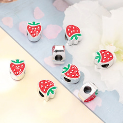 M13879 12個 メタルビーズ 苺型 大穴ビーズ スペーサービーズ ロンデル ブレスレット制作ビーズ 3 x（4ヶ） 3枚目の画像