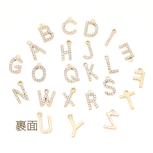 M13884-a-10 12個 イニシャルチャームジルコニアストーン付き バッグ  
