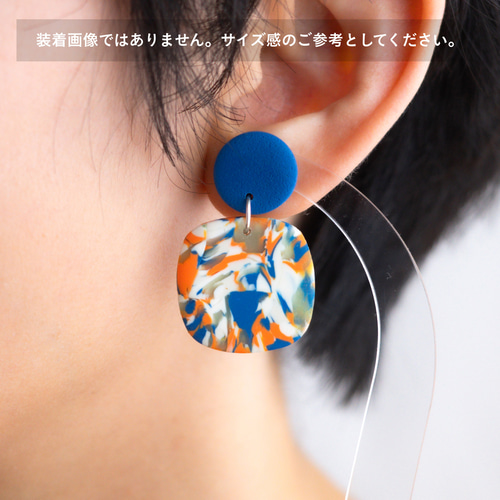 SOLD◆ハンドメイド ガラスピアス ブルー&オレンジレトロ SOLD◇ハンドメイド ガラスピアス ブルー&オレンジレトロ