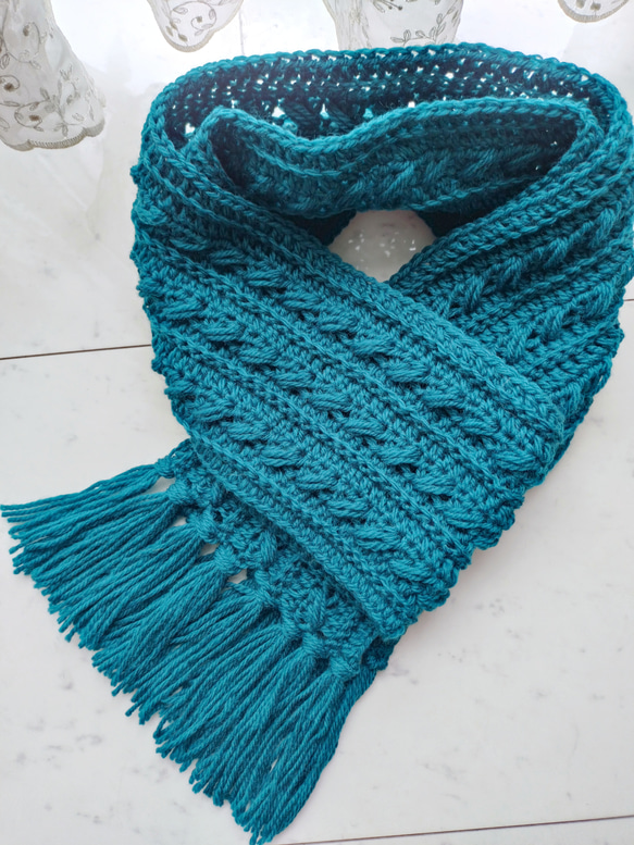 ハンドメイド 黒☆Blue Rose 立体手編みスヌード 【公式通販】