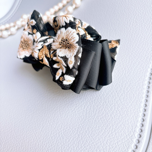 新作 刺繍リボン バンスクリップ 大人可愛い オシャレさんに ヘア  