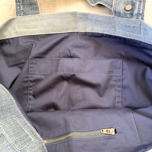 ハンドメイド】 デニムトートバッグ リメイク ブルー 青 トートバッグ