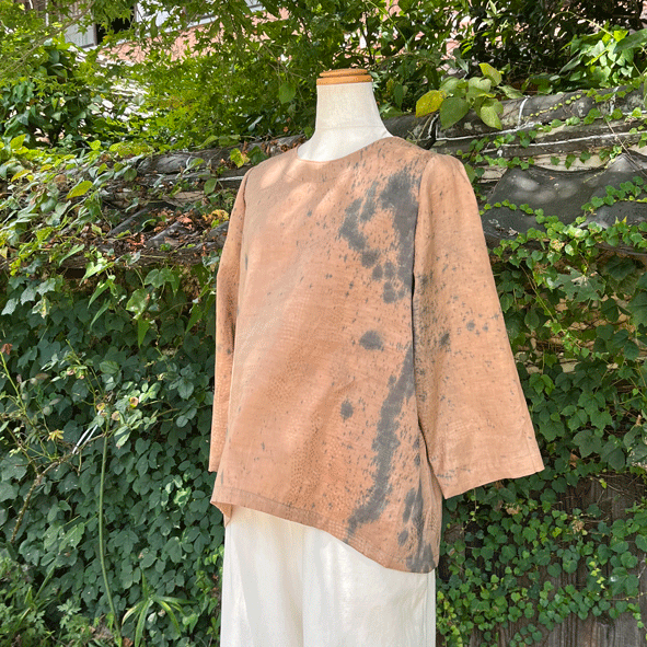 播州織柿渋染めブラウス24046