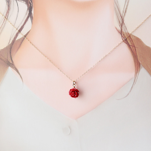 染め赤珊瑚 レッドコーラル 薔薇 バラ モチーフ / 14KGF ゴールド