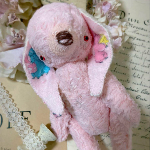 オリジナル ハンドメイド マシュマロピンクのたれみみうさぎ