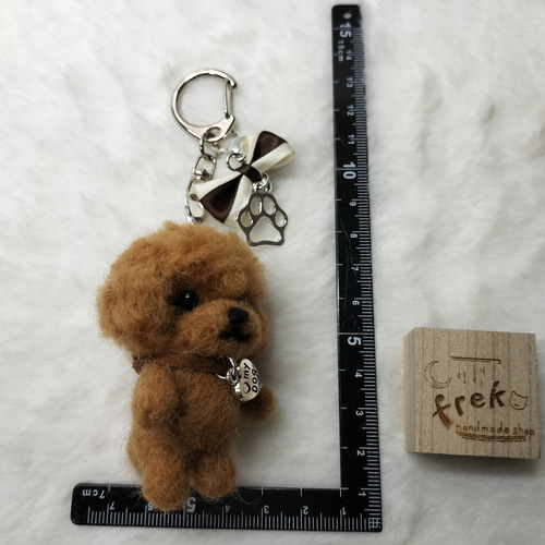 羊毛フェルト トイプードル ダークレッド ぷちわんキーホルダー 羊毛 