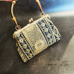 夜空に輝くネイビーブルー♡異国情緒漂うアラビアンナイト空中散歩にようこそ、、、特別仕様パーティーバッグフォーマル 4枚目の画像