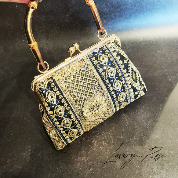 夜空に輝くネイビーブルー♡異国情緒漂うアラビアンナイト空中散歩にようこそ、、、特別仕様パーティーバッグフォーマル 4枚目の画像