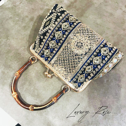 夜空に輝くネイビーブルー♡異国情緒漂うアラビアンナイト空中散歩にようこそ、、、特別仕様パーティーバッグフォーマル 7枚目の画像