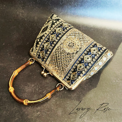 夜空に輝くネイビーブルー♡異国情緒漂うアラビアンナイト空中散歩にようこそ、、、特別仕様パーティーバッグフォーマル 2枚目の画像