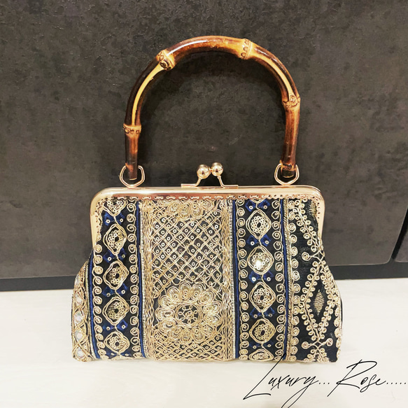 夜空に輝くネイビーブルー♡異国情緒漂うアラビアンナイト空中散歩にようこそ、、、特別仕様パーティーバッグフォーマル 3枚目の画像