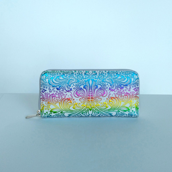 京友禅～金彩友禅 美しい長財布 (牛革仕様) 伝統工芸 貴重なレインボー