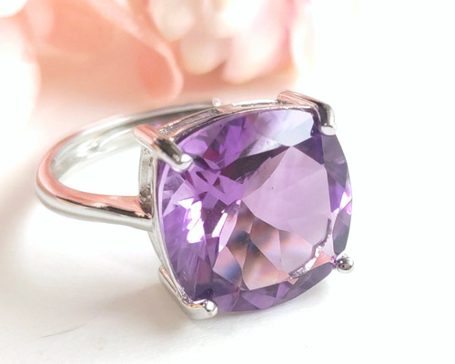ぶ*ぶ様 天然石アメシスト特大リング16号限定サイズ a2f6da4b82feff498242d4b6323f96