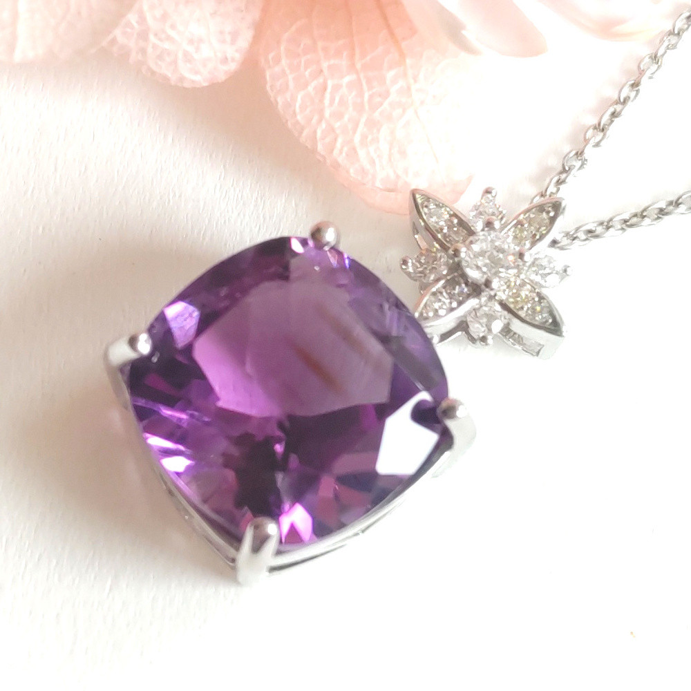 大きめ！ アメジスト 天然石 キラキラ 星形 バチカン Ｓ925 2月誕生石
