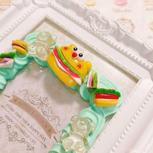 ファストフードとテディベアのホイップデコ トレカケース サンドイッチ