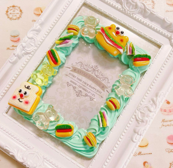 ファストフードとテディベアのホイップデコ トレカケース サンドイッチ