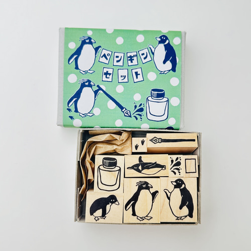 ペンギンはんこセット＊ラバースタンプ＊RS045_y はんこ・スタンプ