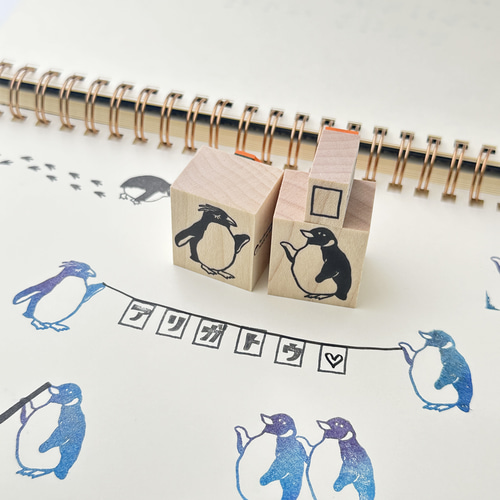 ペンギンはんこセット＊ラバースタンプ＊RS045_y はんこ・スタンプ