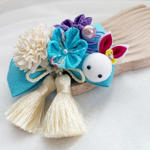 ꫛꫀꪝ【水引うさぎ付き和風リボン】ベビーヘアクリップ　キッズヘアクリップ ꫛꫀꪝ【水引うさぎ付き和風リボン】ベビーヘアクリップ キッズヘア