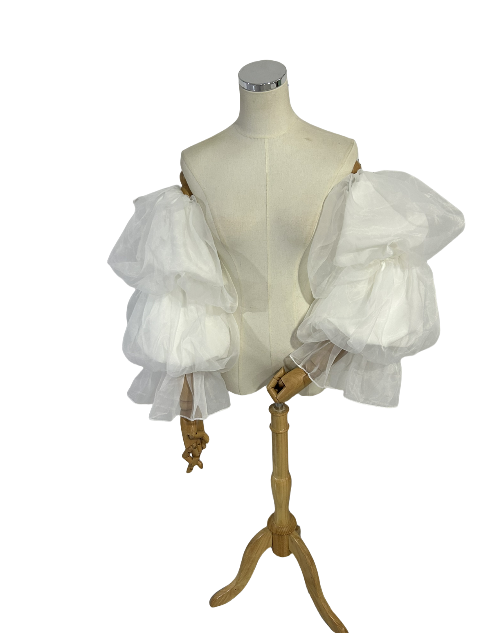 姫袖  オーガンジー クレープ生地 可愛い  オフホワイト  色直し  パフスリーブ 花嫁 ブライダル