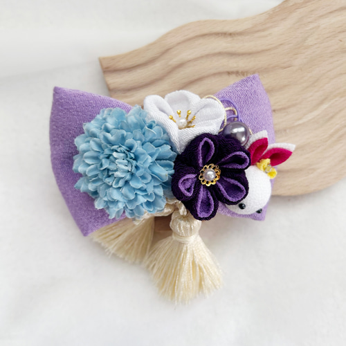 つまみ細工 髪飾り ヘアクリップ うさぎさん リボン つまみ細工 髪飾り ヘアクリップ うさぎさん リボン