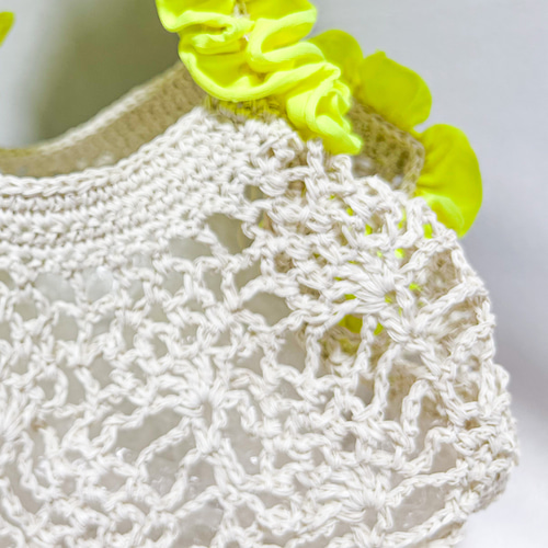 ハンドメイド 手編み パイナップル·フリルの手提げバッグ他 ❁⃘*.゜ 編み物Kit》【かぎ針編み】パイナップルフリルのころんバッグ