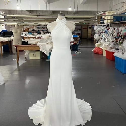 送料無料！アメリカンスリーブドレス ショートトレーン 背中見せ  