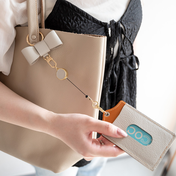 リボンチャーム 【 シュリンクレザー 】 名入れ 本革 バッグチャーム キーリング HW10K 14枚目の画像