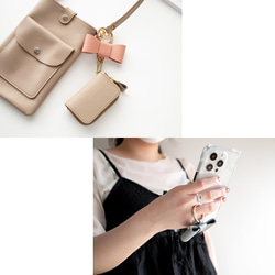 リボンチャーム 【 シュリンクレザー 】 名入れ 本革 バッグチャーム キーリング HW10K 19枚目の画像