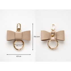 リボンチャーム 【 シュリンクレザー 】 名入れ 本革 バッグチャーム キーリング HW10K 5枚目の画像